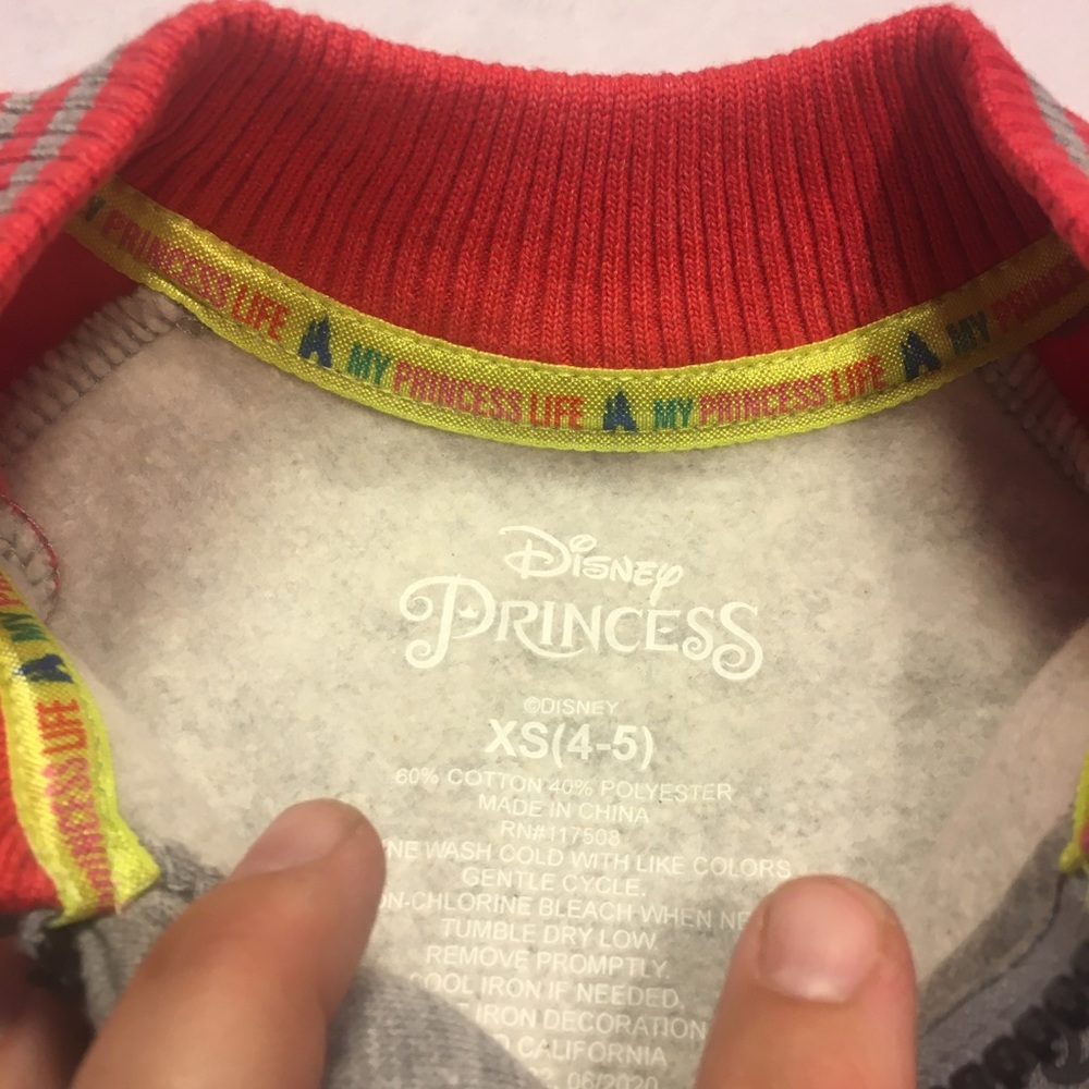Disney Princess Bomber Jacket Kids XS 4-5 Gray Red NEW‎ Girls Club Brave Varsity - Picture 5 of 7